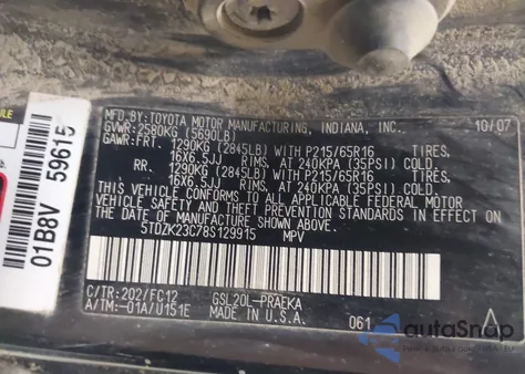 2008 Toyota Sienna Le from USA, damaged, VIN 5TDZK23C78S129915